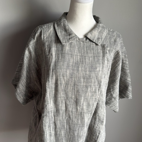 EILEEN FISHER Dark Pearl Gray Cotton Linen Linear Slub Boxy Jacket Medium - Picture 5 of 14